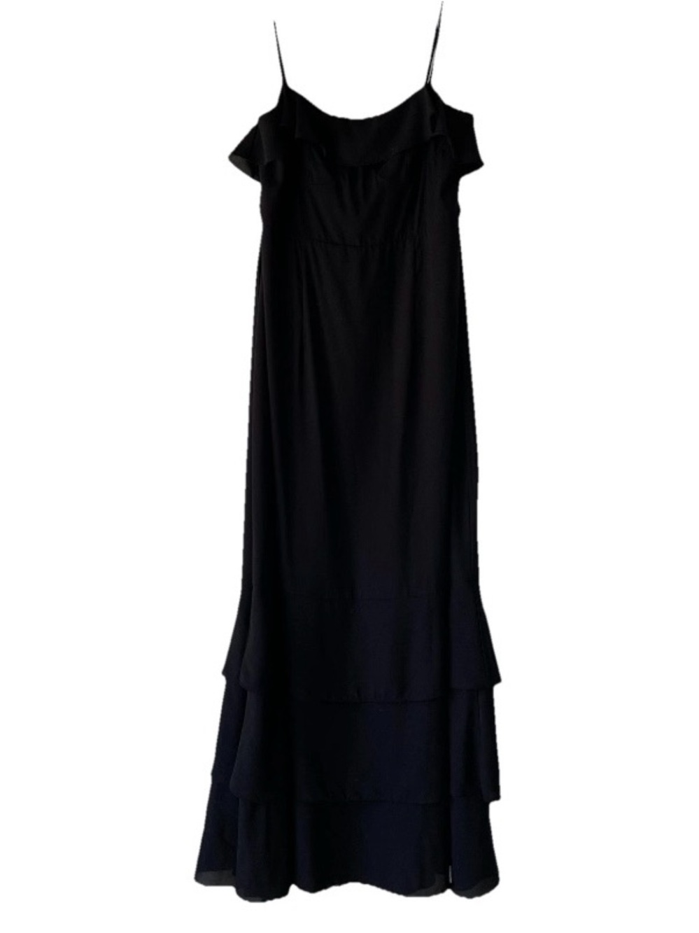 Lulu's Black Ruffle Tiered Maxi Dress with Spaghetti Straps